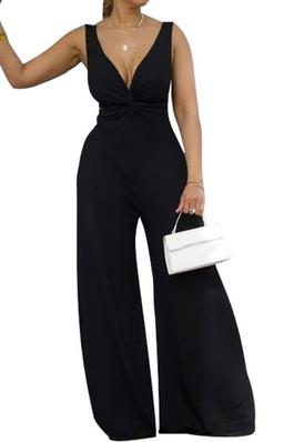 SEXY SOLID JUMPSUIT SLEEVELESS OPENBACK STRAP