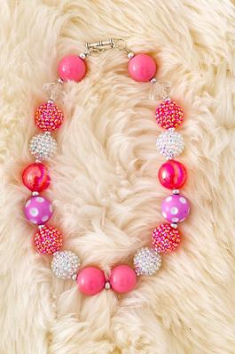 PINK SHIMMERY BUBBLE NECKLACE.