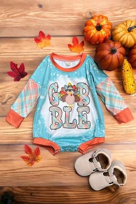 GOBLE  THANKSGIVING PRINTED BABY ROMPER.