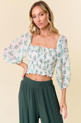 SMOCKED TOP WITH RUFFLE