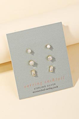 Sterling Silver Stud Earrings Set