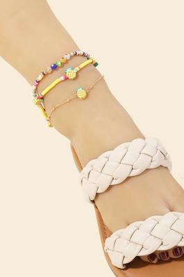 Layered Beaded Floral Pineapple Anklet