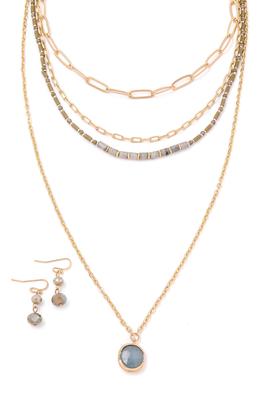 Beaded Metallic Layered Chain Necklace Set