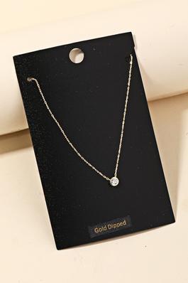 Gold Dipped Dainty Chain Stud Charm Necklace