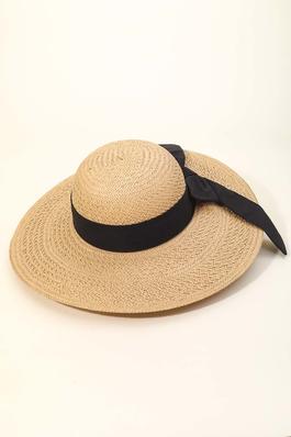Straw Braided Faux Leather Strap Sun Hat