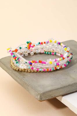 Dainty Assorted Floral Bead Stackable Bracelet Set