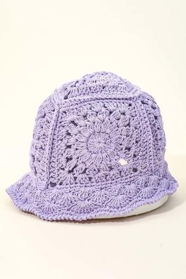 Floral Crochet Knit Bucket Hat