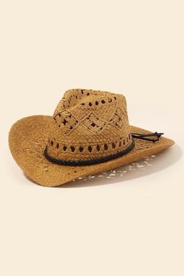 Thin Braided Strap Straw Weave Cowboy Hat