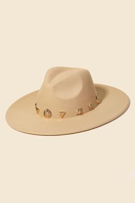 Studded Sun Moon Star Fashion Fedora Hat