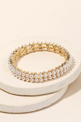 Double Pearl Bead Stretch Bracelet
