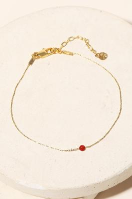 Mini Colored Bead Charm Chain Bracelet