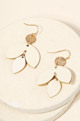 Wooden Leaf Drop Earrings