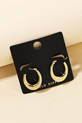 Gold Dipped Mini Oval Pincatch Hoop Earrings