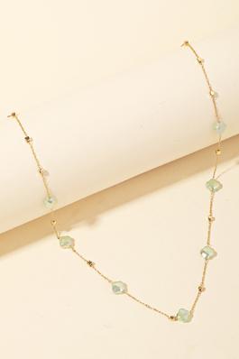 Dainty Chain Glass Bead Flower Station Necklace