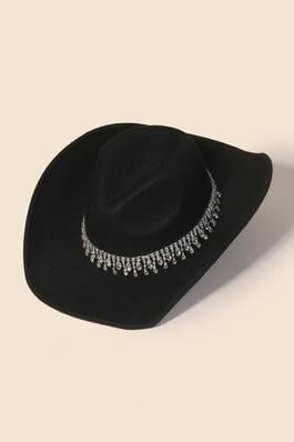 Rhinestone Fringe Chain Cowboy Hat