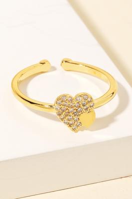 Studded Heart Open Band Ring
