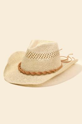 Straw Braid Rope Strap Cowboy Hat