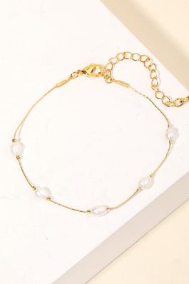 Dainty Chain Pearl Bead Bracelet