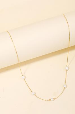 Dainty Chain Pearl Station Necklace