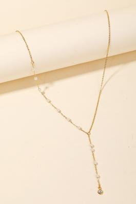 Dainty Chain Pearl Bead Lariat Necklace