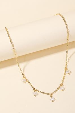 Chain Link Pearl Station Necklace