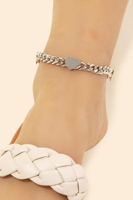 Curb Chain Heart Anklet