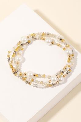 Pearl Bead Charms Beaded Bracelet Set