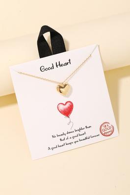 Metallic Good Heart Pendant Necklace
