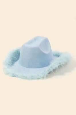 Feather Trim Fashion Cowboy Hat