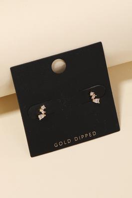 Gold Dipped Rhinestone Cluster Stud Earrings