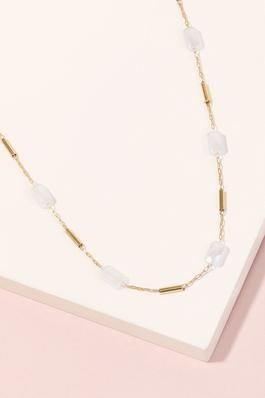 Faceted Tube Bead Chain Choker Necklace