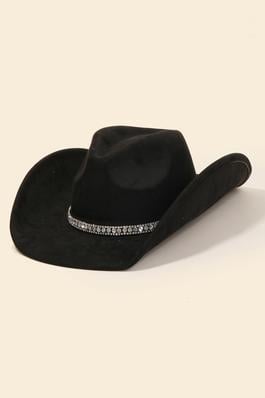 Rhinestone Studded Strap Cowboy Hat