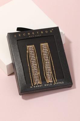 Secret Box Beads And Rhinestone Fringe Earrings