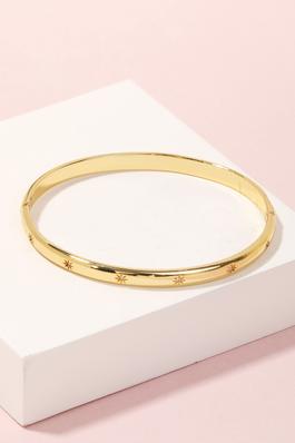 Gold Dipped Studded Star Engraved Bracelet