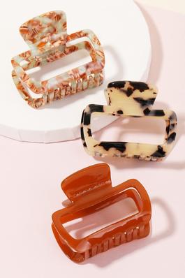 Three Piece Rectangle Cutout Jaw Hair Clips