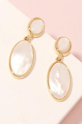 Oval Mother Of Pearl Drop Earrings