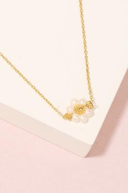 Beaded Flower Charm Necklace