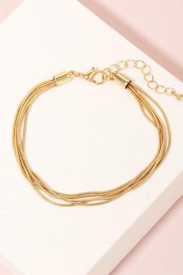 Dainty Metallic Layered Tube Chain Bracelet Set
