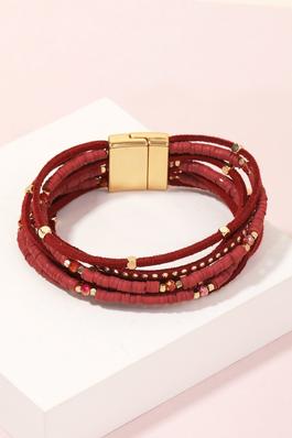 Faux Leather Strands Magnetic Clasp Bracelet