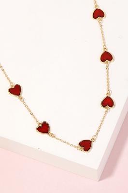 Mother Of Pearl Heart Station Necklace