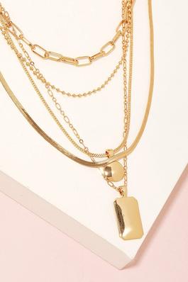 Assorted Layered Chain Tag Pendant Necklace
