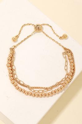 Dainty Metallic Bead Chains Bracelet