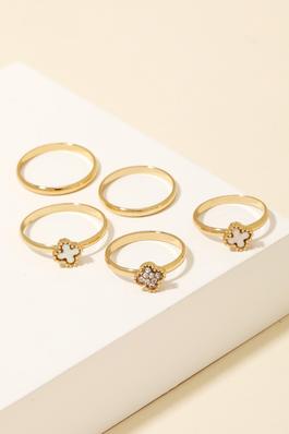 Mixed Dainty Clover Band Rings