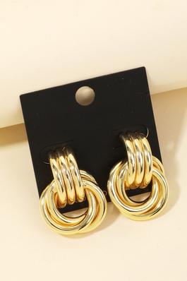 Gold Dipped Interlinked Hoop Drop Earrings