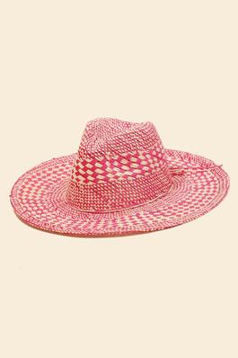 Checkered Straw Weave Sun Hat