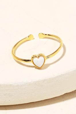 Opal Heart Adjustable Ring