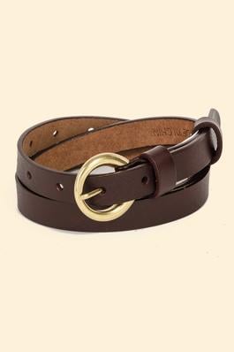 Faux Leather Thin Circle Buckle Belt