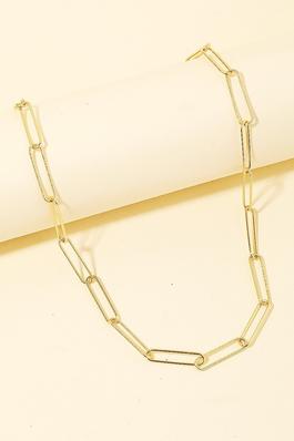 Textured Metallic Oval Chain Necklace