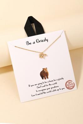 Gold Dipped Bear Pendant Necklace