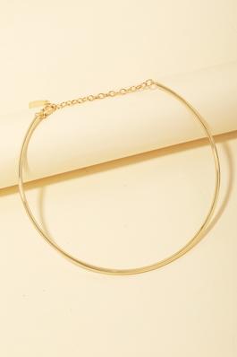 Solid Metallic Tube Hoop Choker Necklace